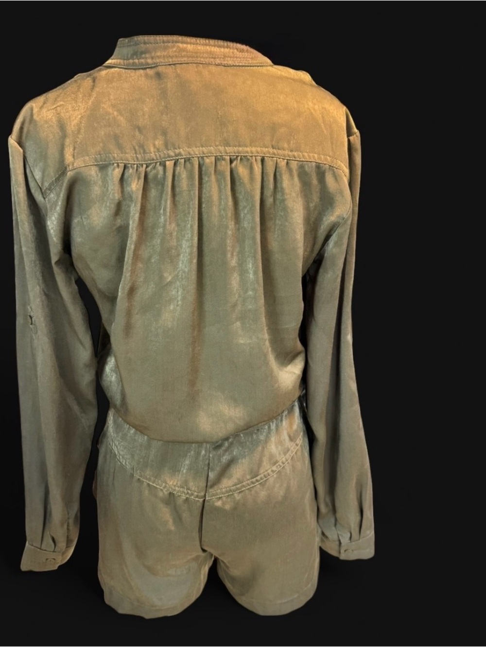 MAAC Olive Utility Drawstring/ long ties and zipper Romper silky material size s - Picture 6 of 13